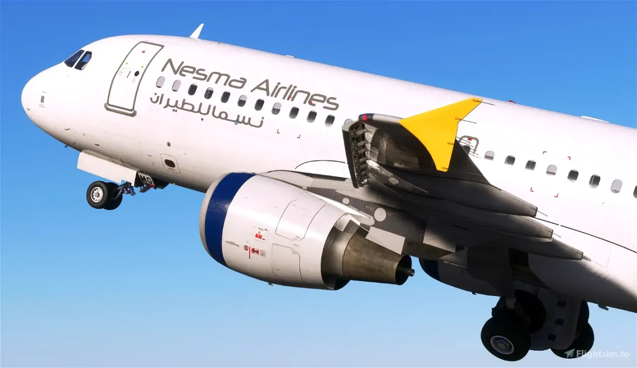 A npsma airlines plane is flying in the sky