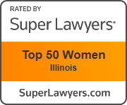A logo for super lawyers top 50 women in illinois.