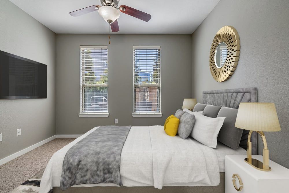 Spacious Bedroom with Ceiling Fan at The Marquis of State Thomas