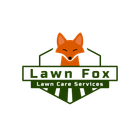 Logo for Lawn Fox lawn care services, featuring a smiling orange fox in a green and white geometric badge.
