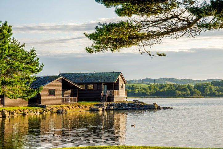 Holiday lodges by a lake