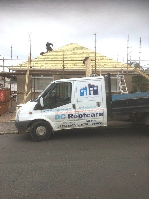 Work underway on a new replacement roof by DC Roofcare Irvine