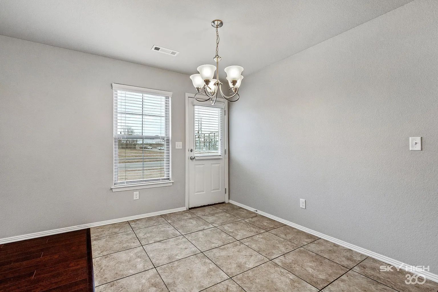 dining area with side door