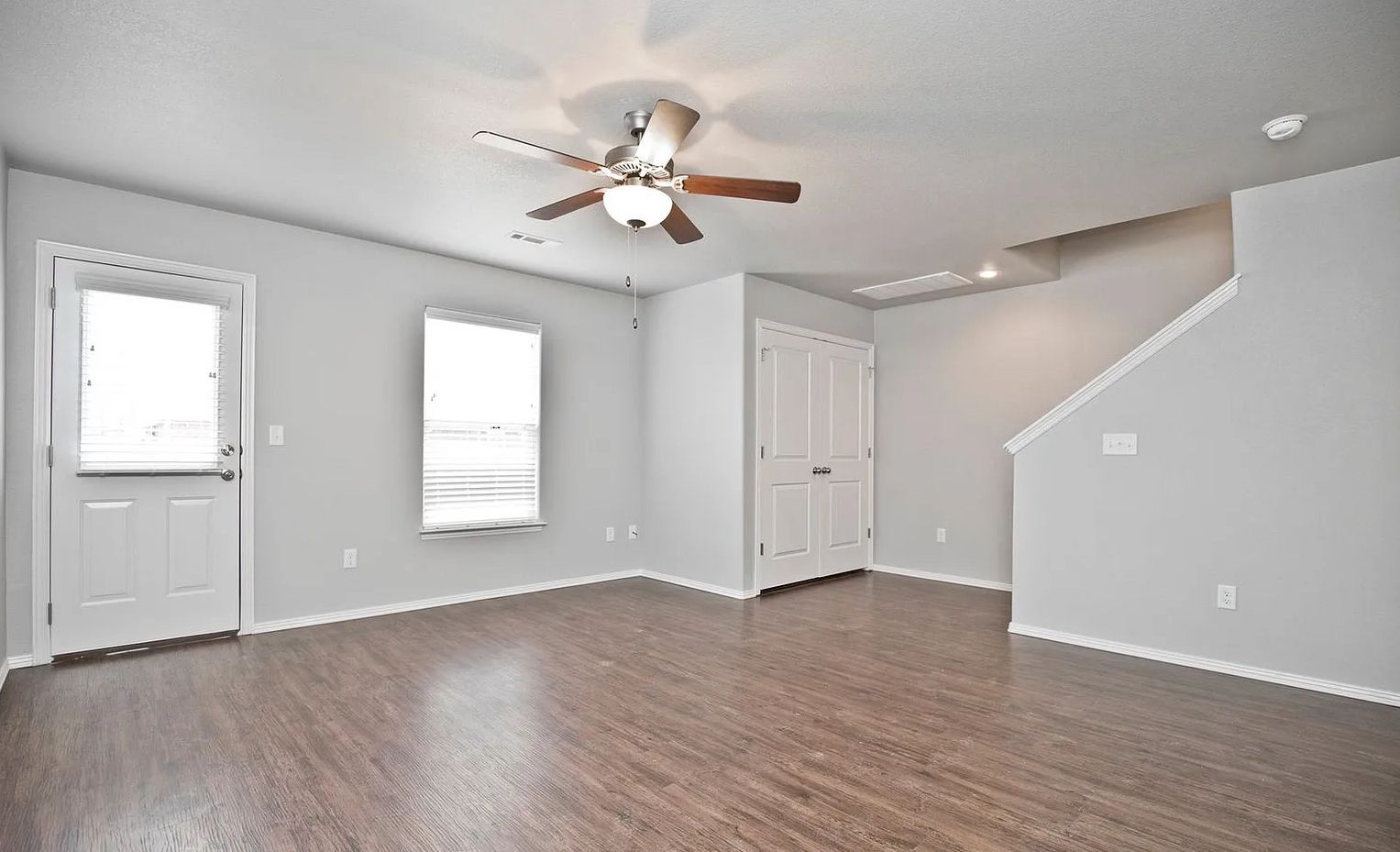 living room with staircase