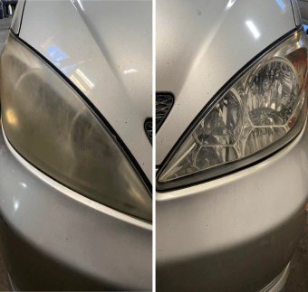 Before and After photo of Car Headlights restoration by JCR Performance - Best Auto Repair Shop in Sacramento, CA