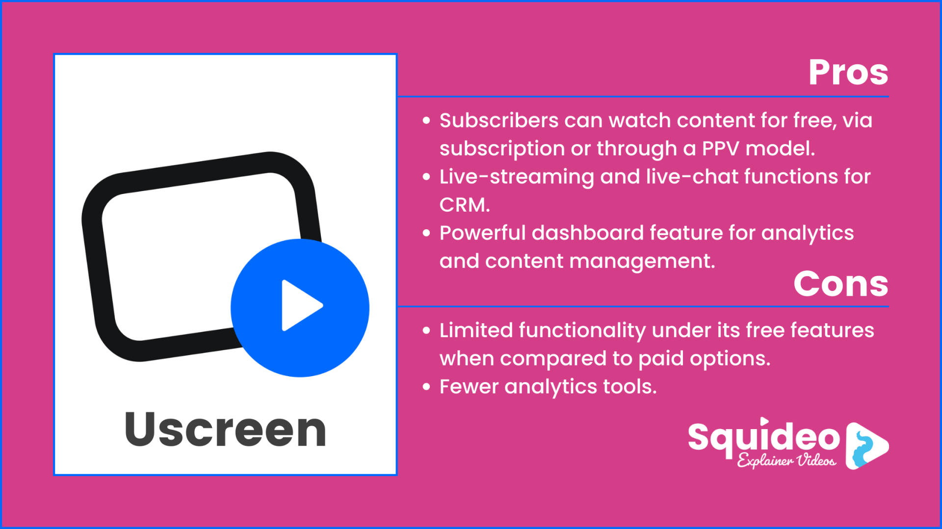 Uscreen Video Pros and Cons