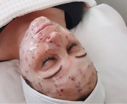 Hydrating rose mask facial treatment in Boerne, TX at HAVEN Skincare & Aesthetics