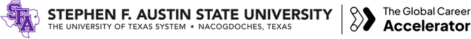 Stephen F. Austin State University and The Global Cyber Accelerator logos on a white banner