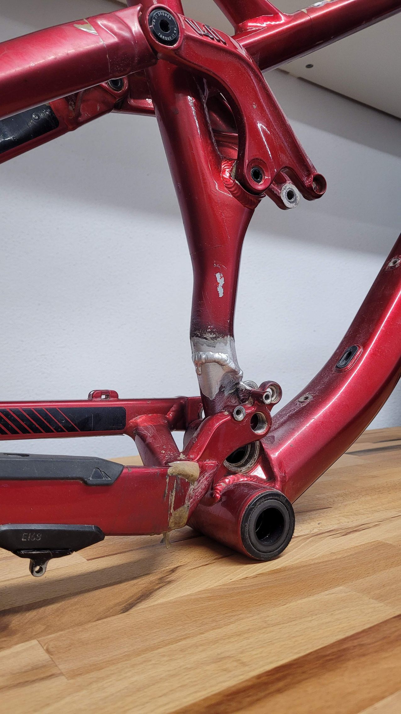 Réparation de cadre alu de vélo vtt