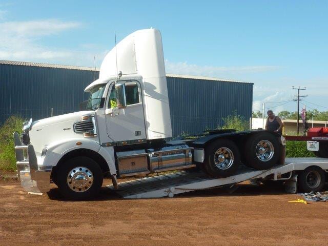 White truck on ramp — Freight Services in Humpty Doo, NT