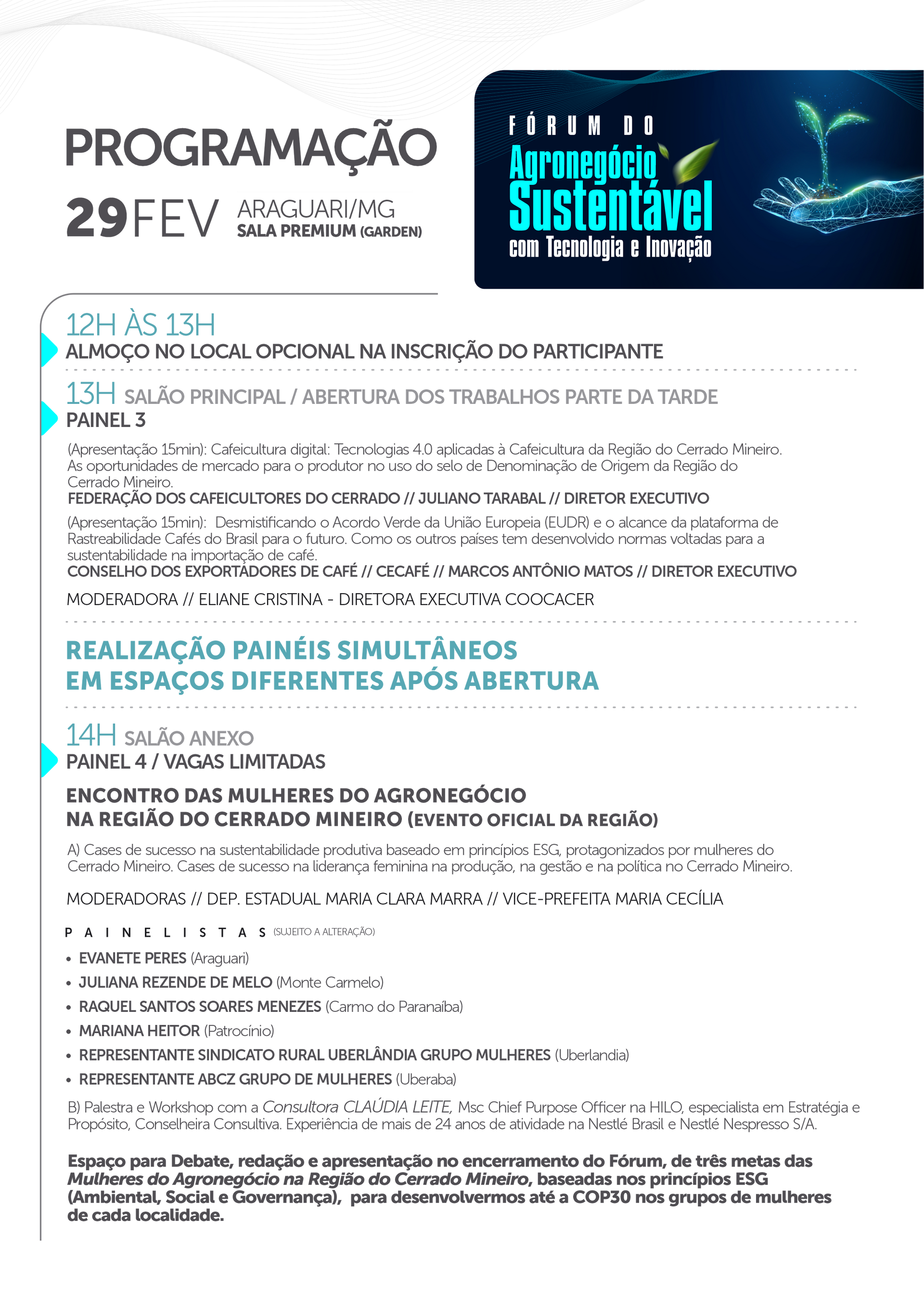 Progamação forum do agronegócio sustentavel