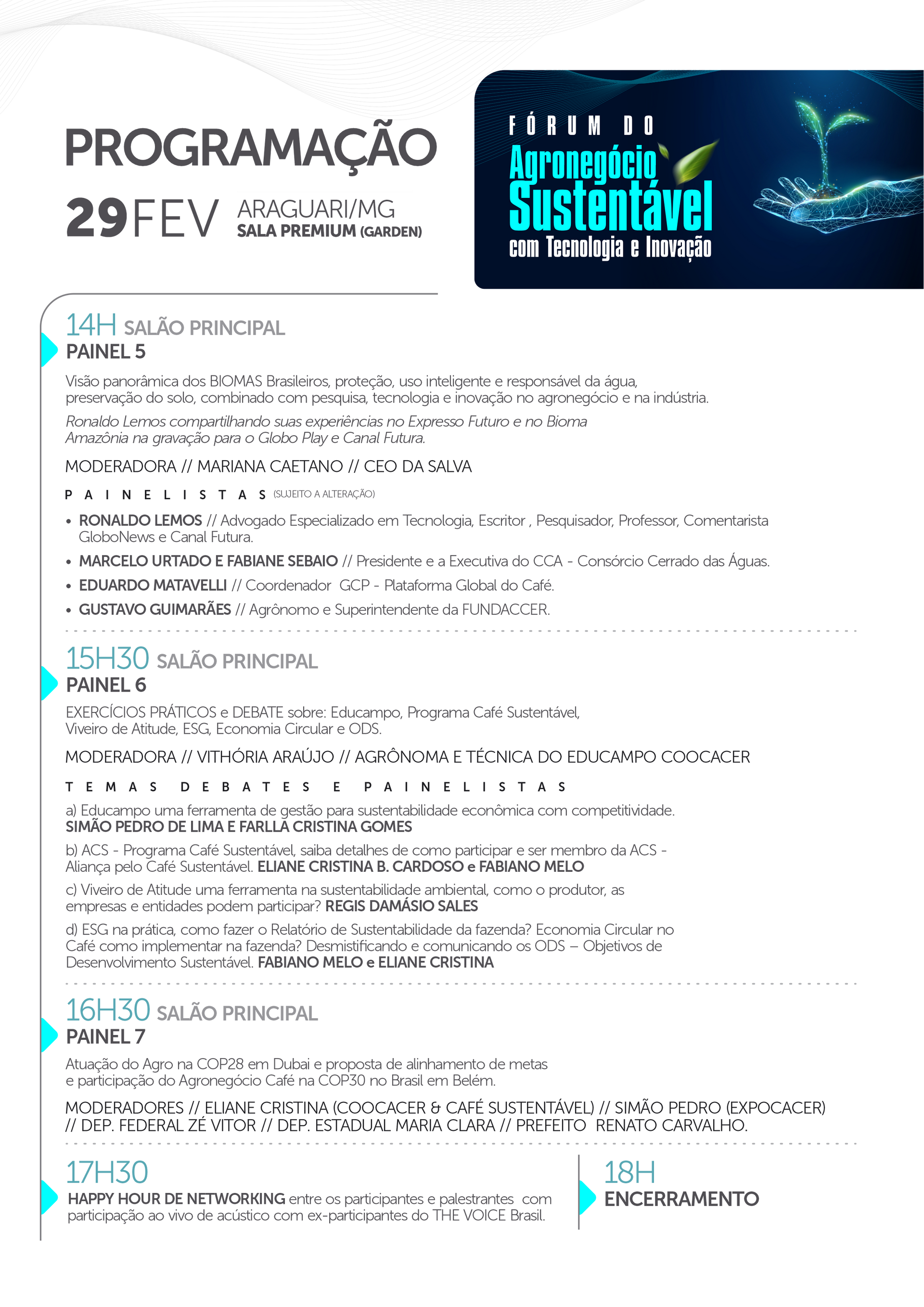 Progamação forum do agronegócio sustentavel