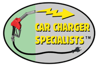 A logo for car charger specialists with a gas pump