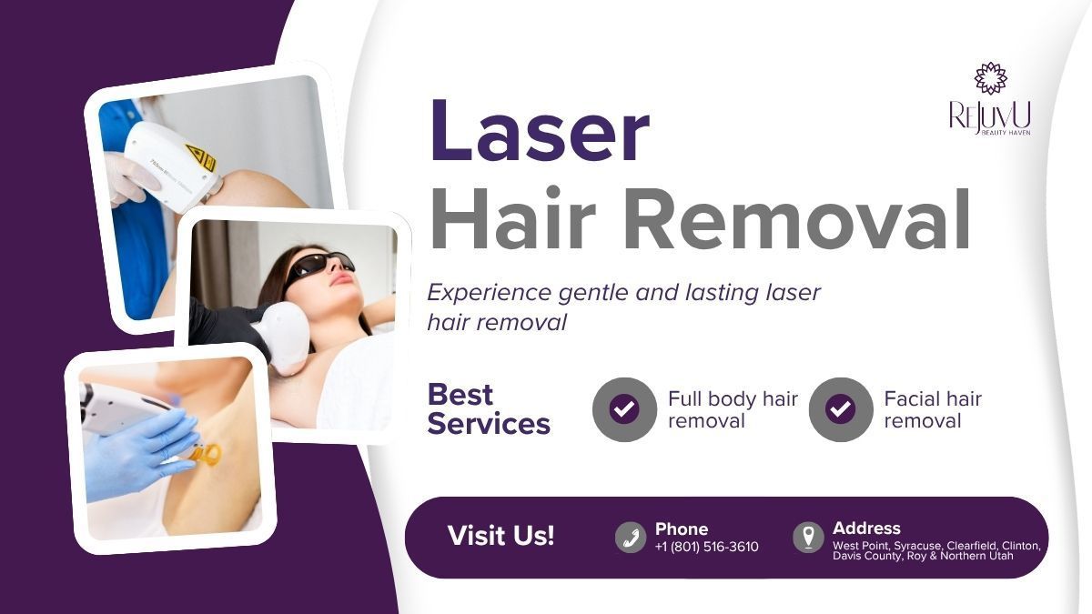 An image advertises laser hair removal services offered by 