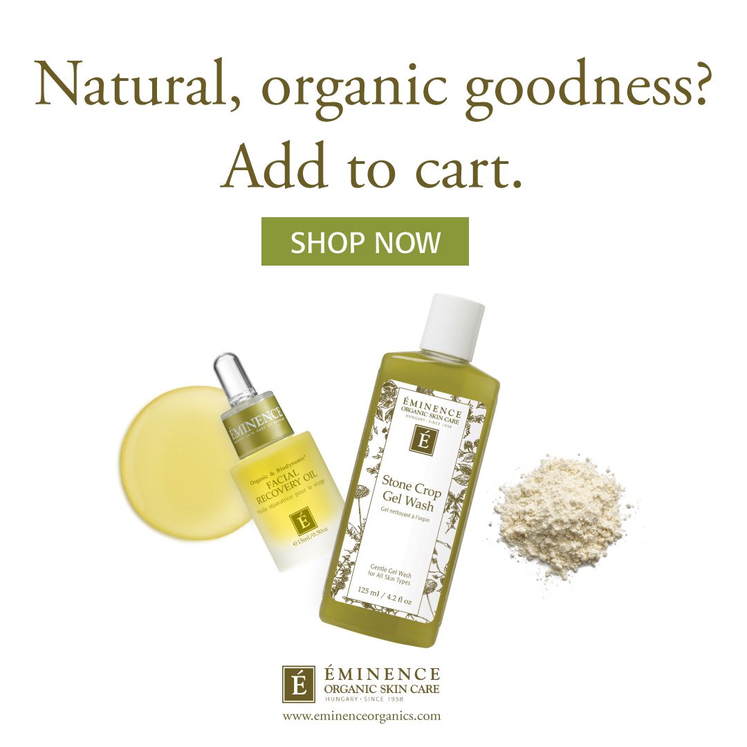 Skincare products with text 