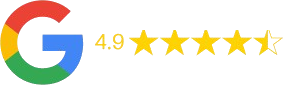 Google logo with a 4.9-star rating based on customer reviews.