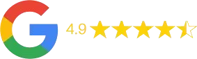 Google logo with a rating of 4.9 stars out of 5.