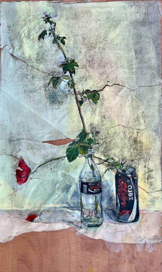 Original painting, original drawing, flower painting, poppy painting. Still life, Coca-Cola still life.ציור מקורי, רישום מקורי, ציור פרחים, ציור פרחים. טבע דומם, טבע דומם קוקה קולה
