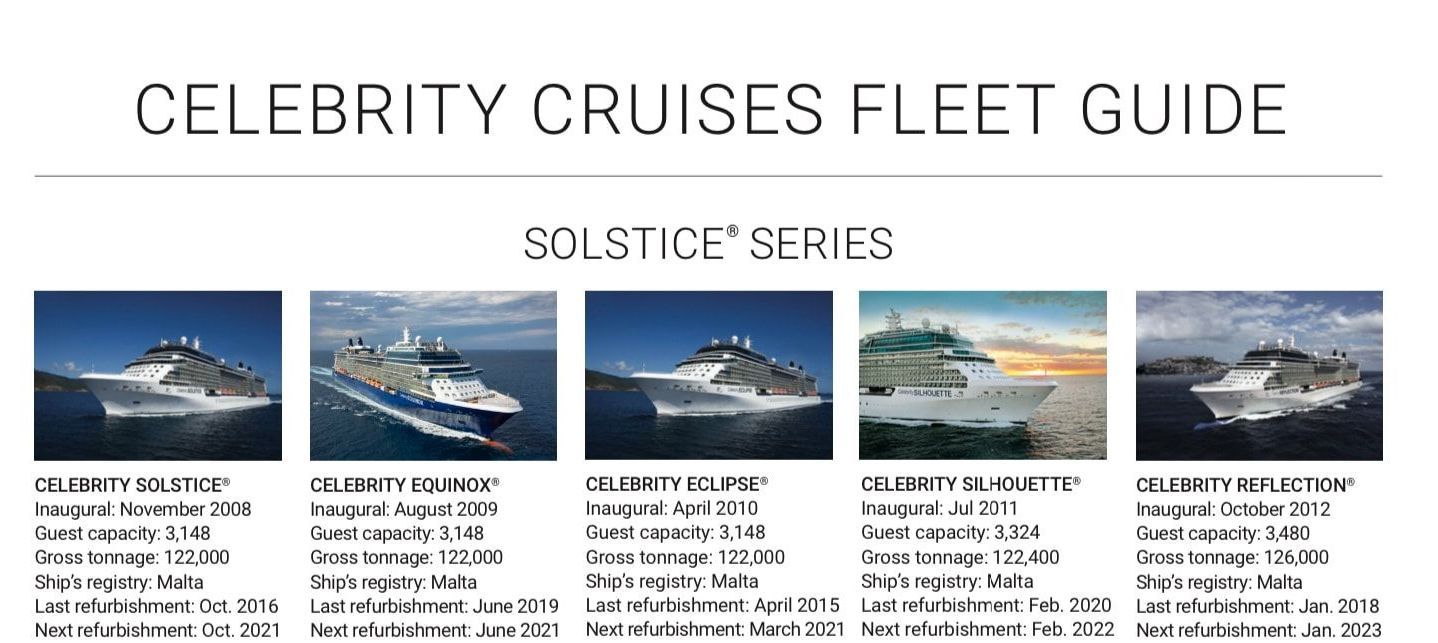 A celebrity cruises fleet guide for the solstice series