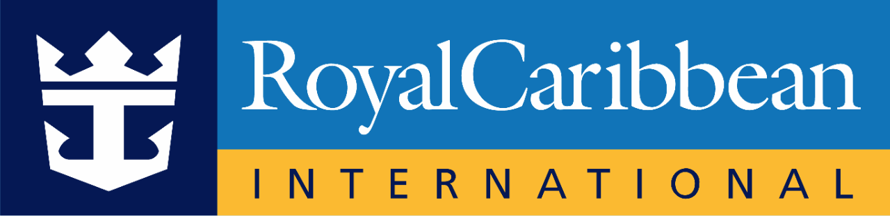 A blue and yellow logo for royal caribbean international
