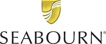 A seabourn logo with a gold shield on a white background.