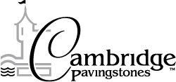 Cambridge Pavingstones logo featuring a stylized tower, cursive