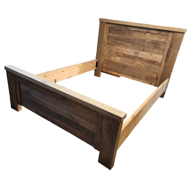 A wooden bed frame on a white background