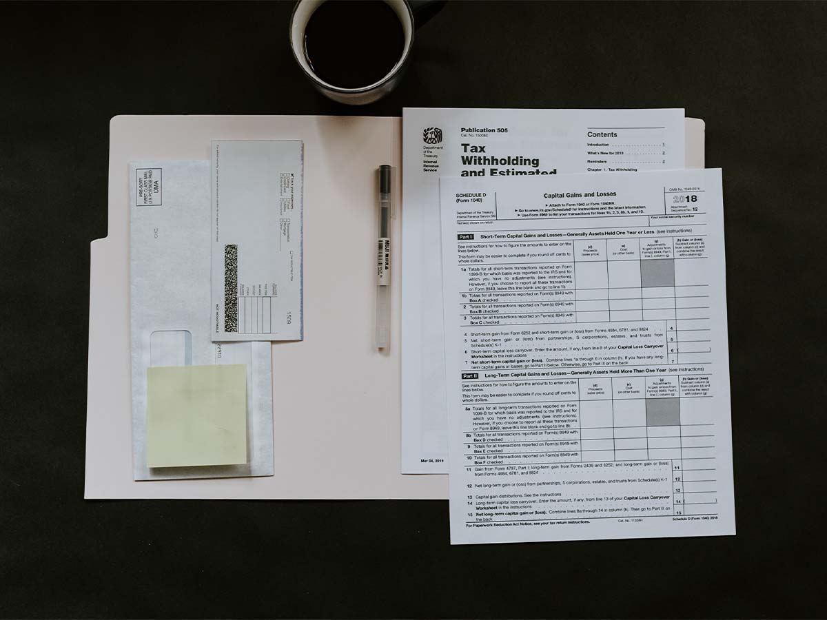 A photo of income tax paperwork.