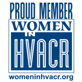 A logo that says proud member women in hvacr