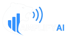 white and blue version of AmplifyAI logo