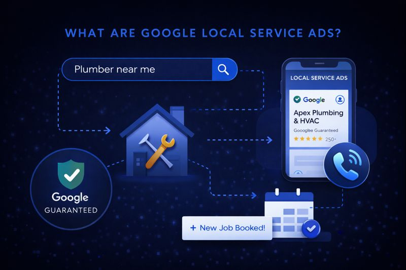 Diagram illustrating Google Local Service Ads: search, ads, 