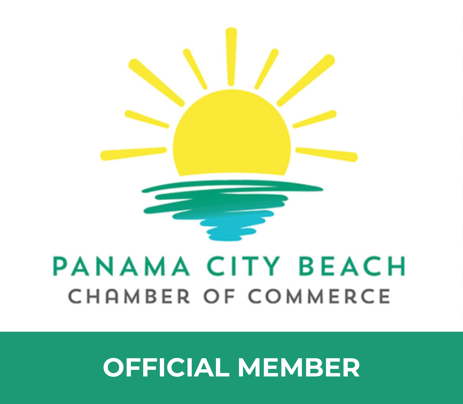 A logo for the panama city beach chamber of commerce