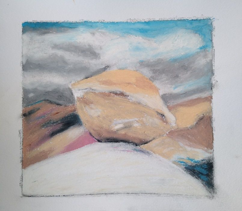 הבולבוס, מונוטייפ דיו על נייר + פסטל שמן, 20/25, 2021