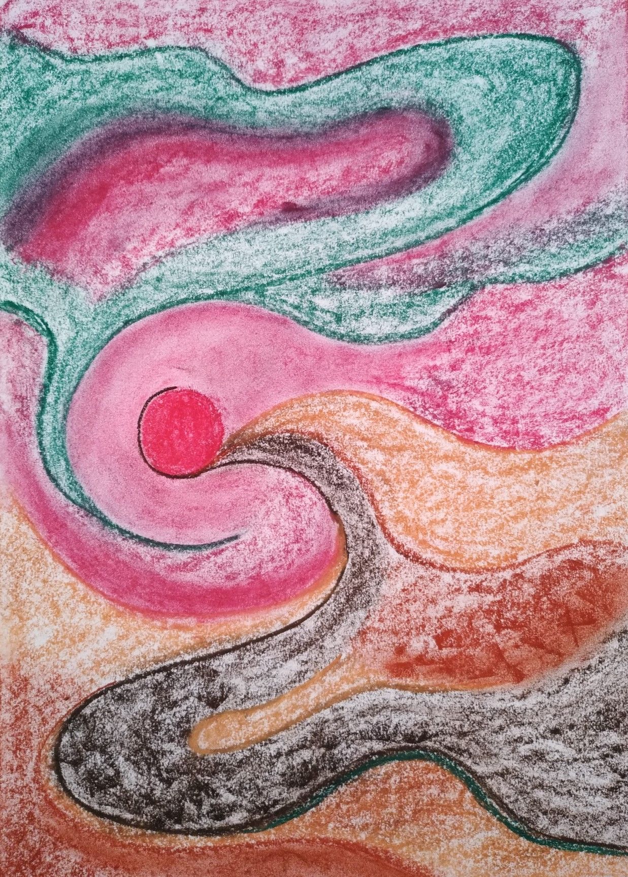 ציור מופשט, פסטל גיר על נייר