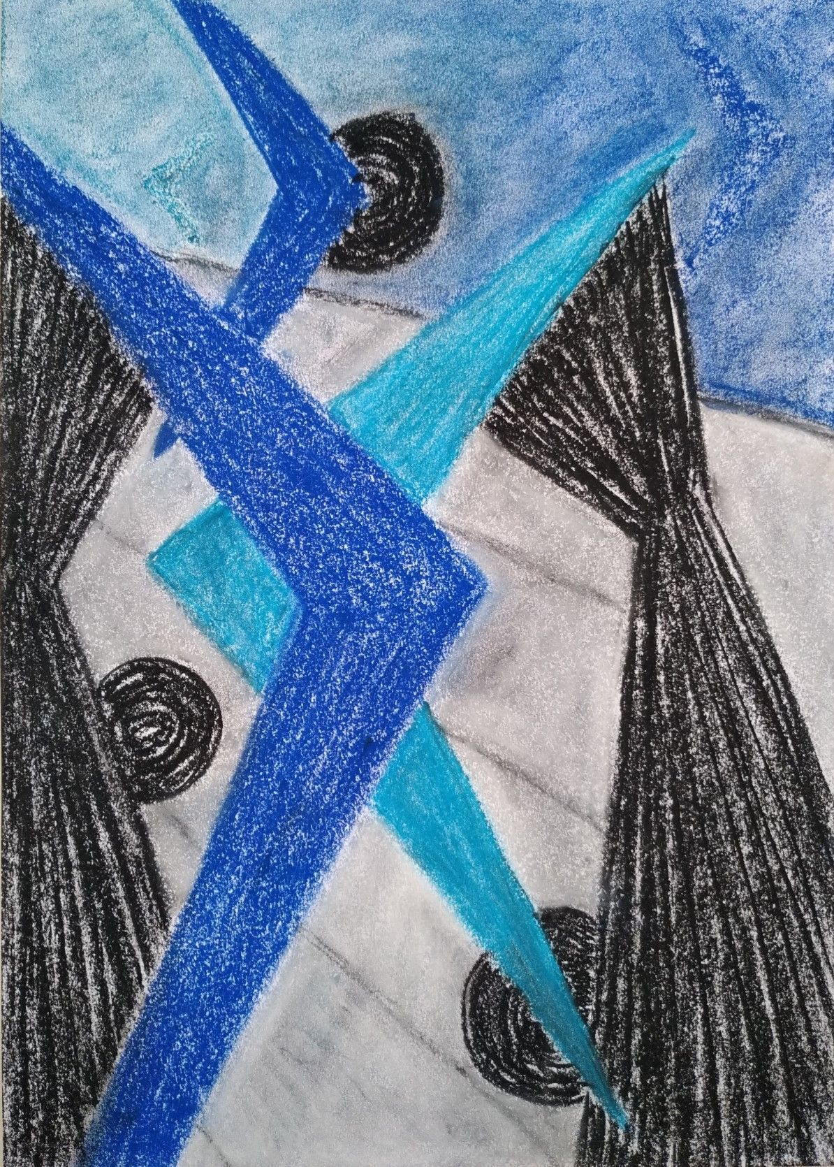 ציור מופשט, פסטל גיר על נייר