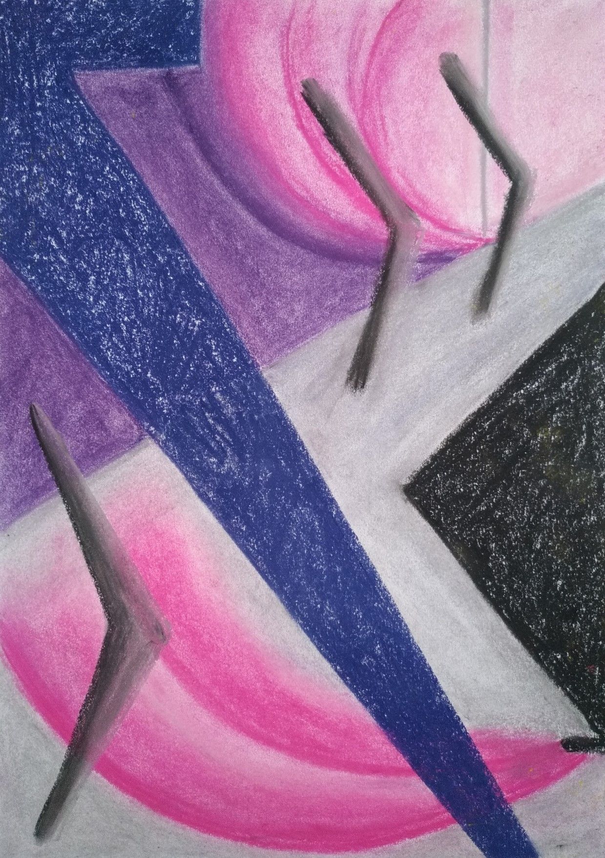 ציור מופשט, פסטל גיר על נייר