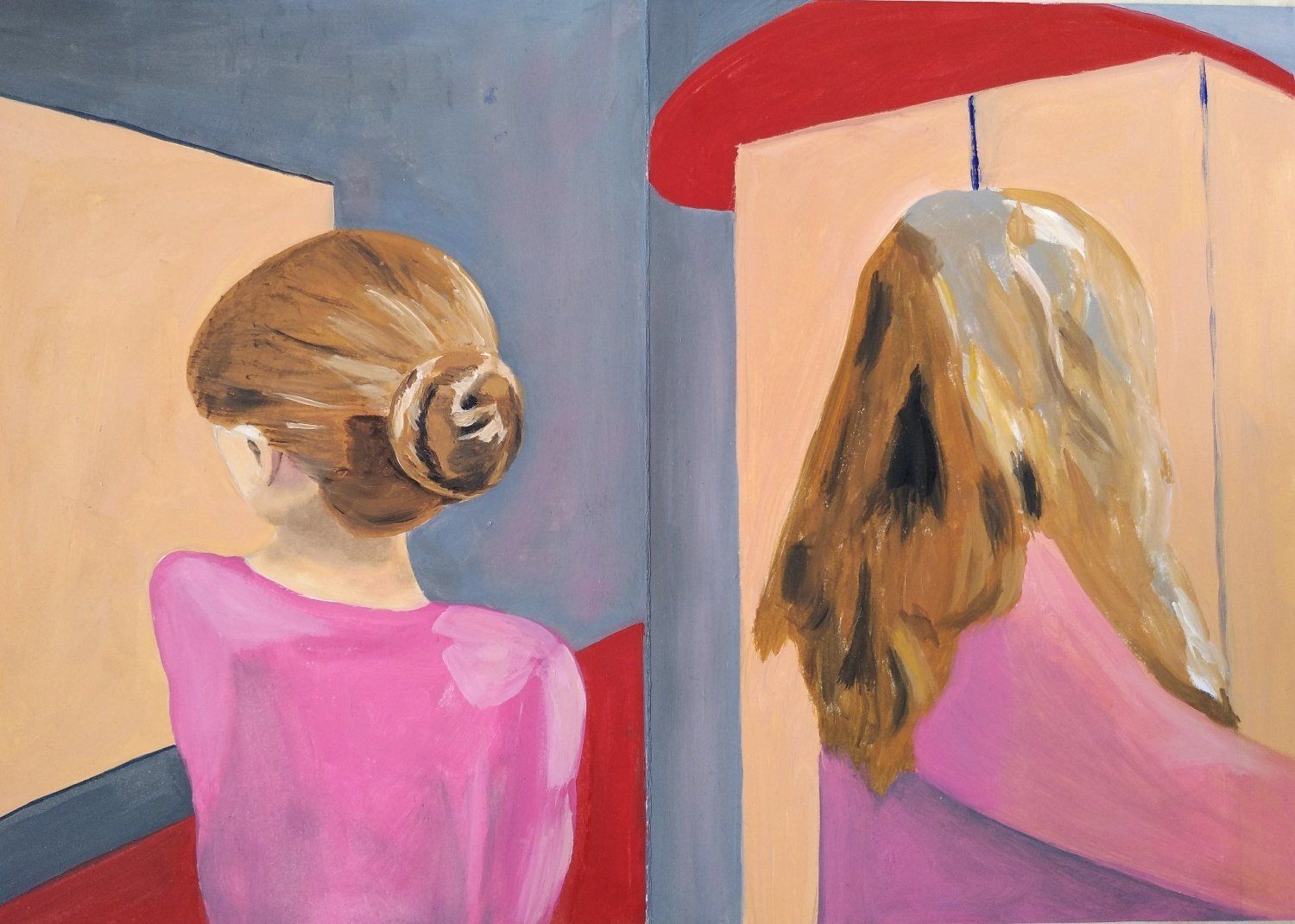 יעל ואני - מחווה לבייקון - ציור שמן על נייר