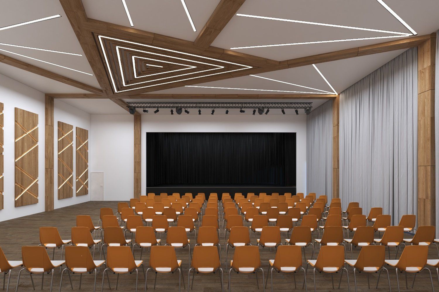 Perforance and Event Hall Design, at S.G.Architecture and Interior Design, visualization by Alex Lubimov