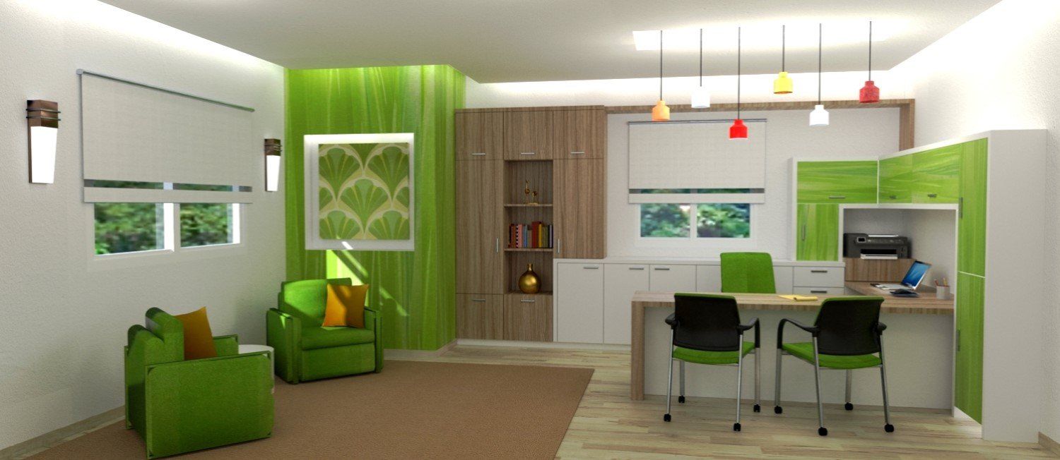 עיצוב חדר עבודה בגווני ירוק