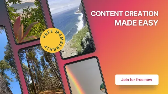 An advertisement for content creation made easy with a free membership.