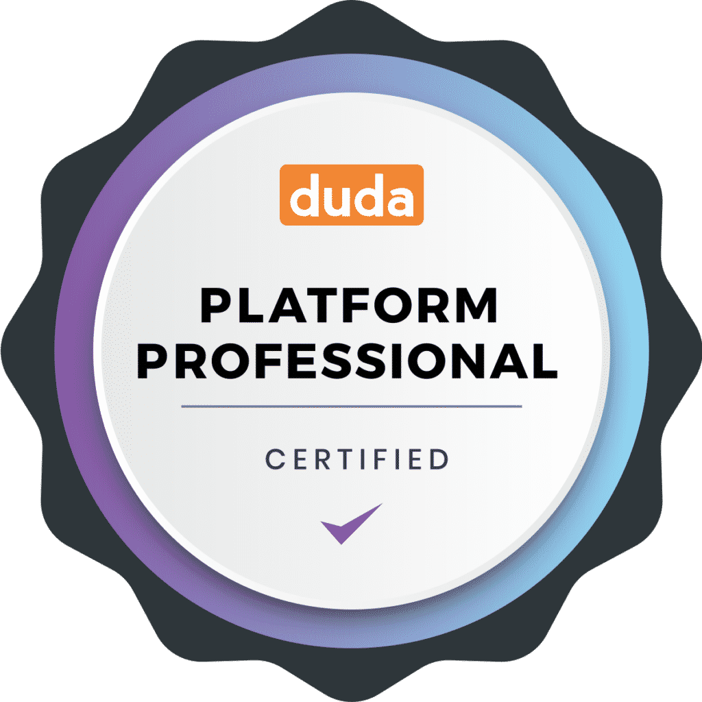Duda Platform Professional Certified badge, Ervins Studio Duda CMS professional