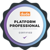 A badge that says platform professional certified on it. Ervins Studio - Duda Platform Professional