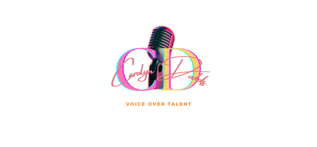 A colorful logo with a microphone and the words `` voice over talent ''.