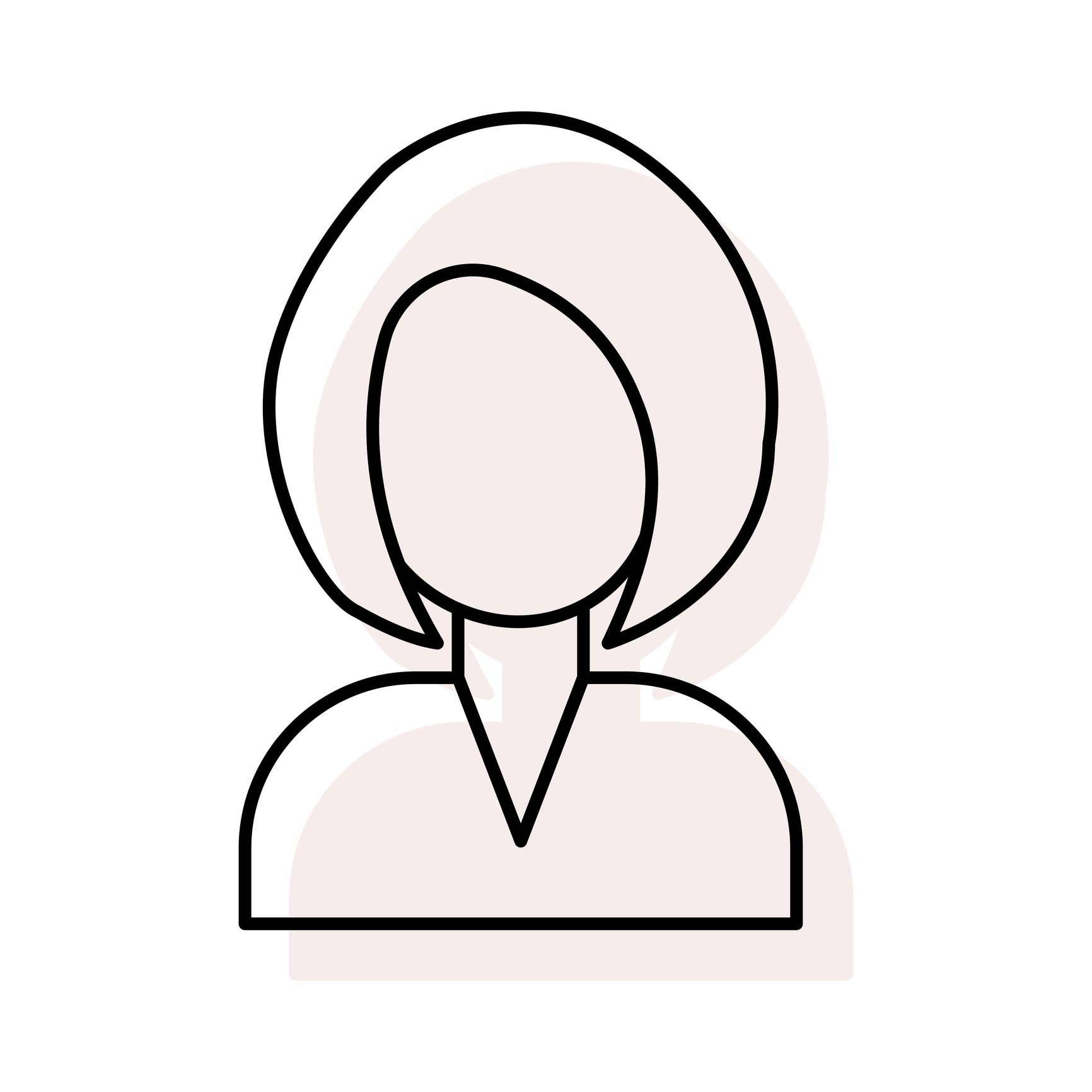 Icona femminile con taglio a caschetto e colletto.