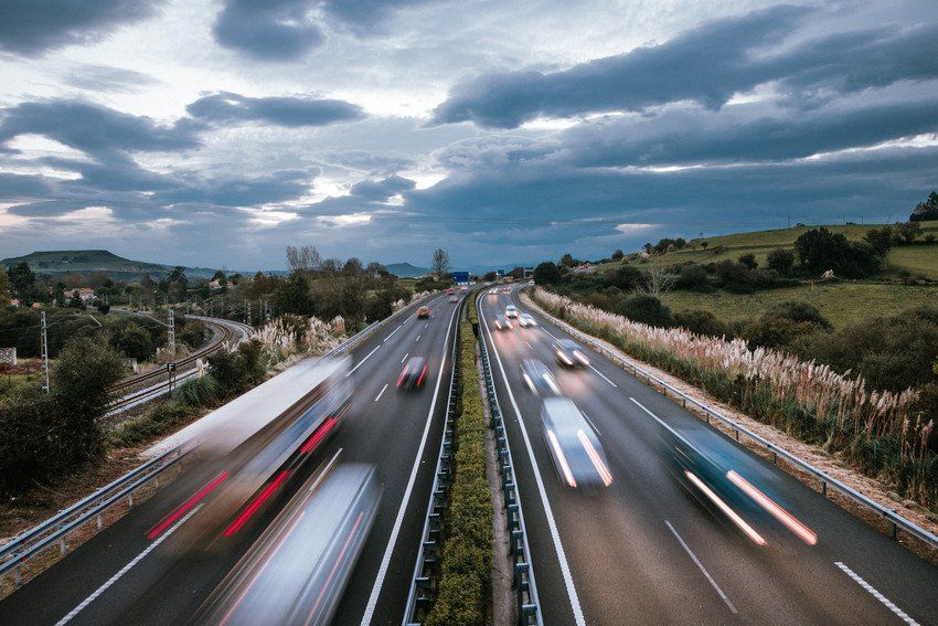 Long exposure shot of a motorway