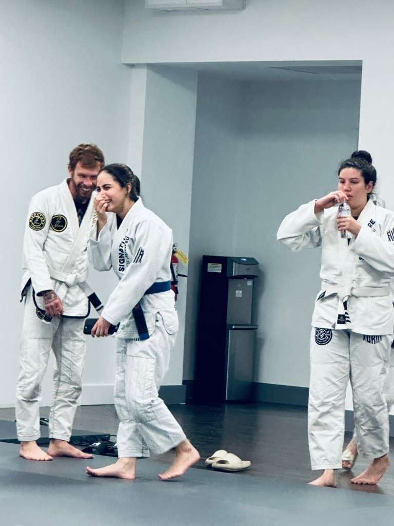 Students drilling Jiu-Jitsu techniques at Signature of Jiu-Jitsu in Belmont, CA to build fitness.