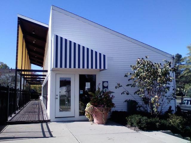 Simple Blue Stripe Door Awning — Roseville, MI — J.C. Goss Company