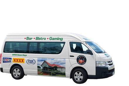 White Promotional Van With Branding and Restaurant — Maryborough Cricket Club In Maryborough, QLD
