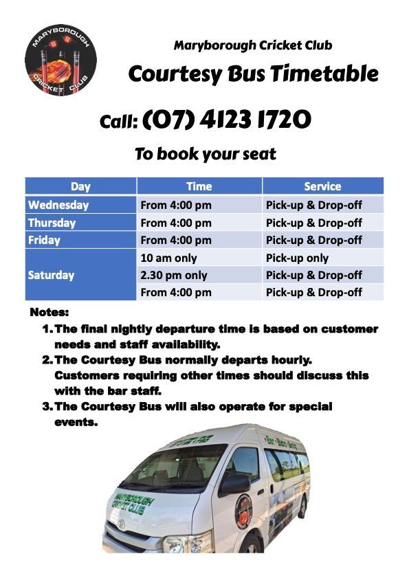 Courtesy Bus Timetable 2025