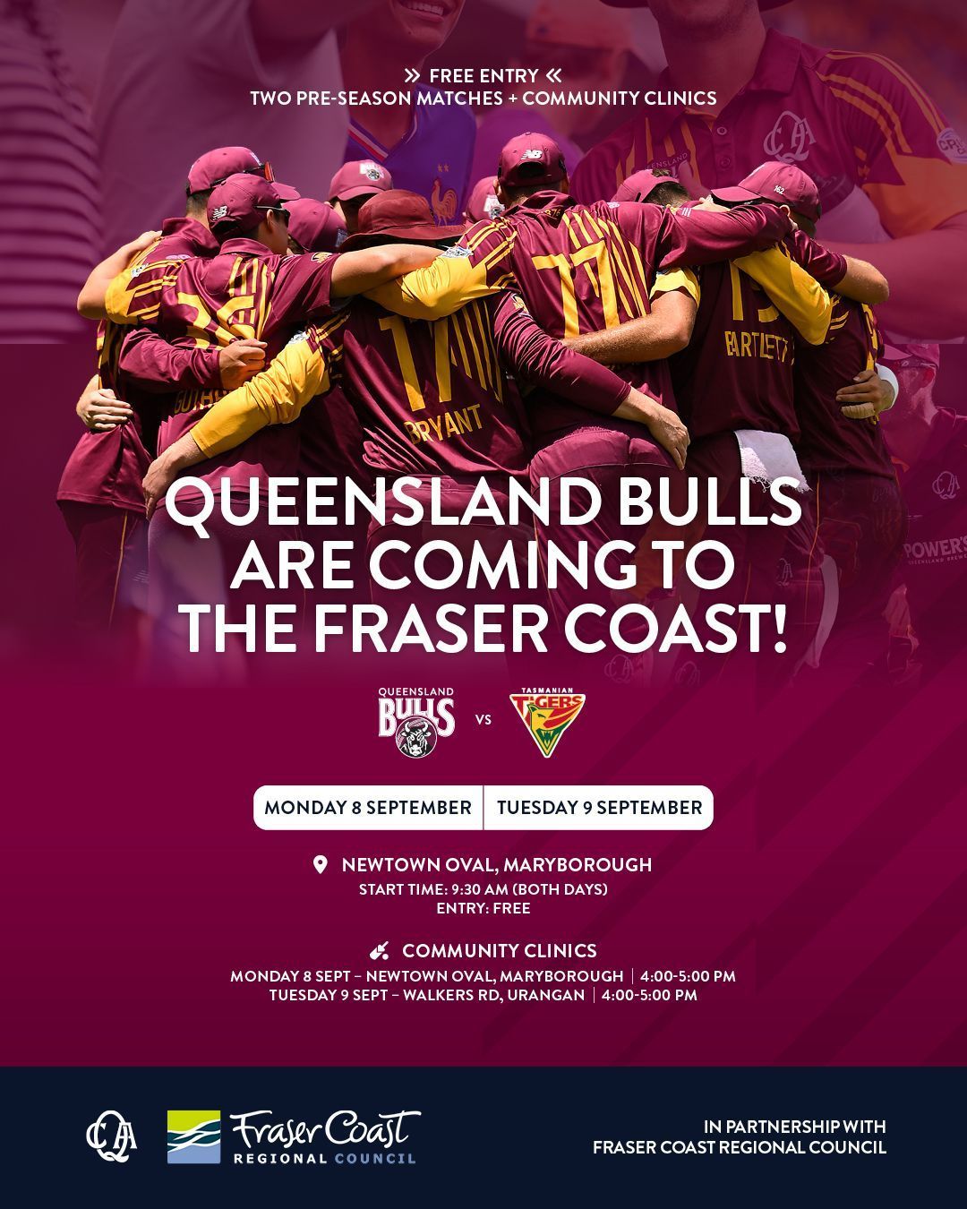 Queensland bulls are coming to the fraser coast — Maryborough Cricket Club In Maryborough, QLD